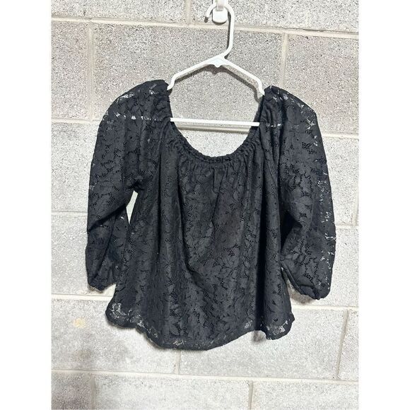 Hollister Floral Silk Shirt for Women Net Blouse Long Sleeves Black Medium Size - Picture 1 of 4